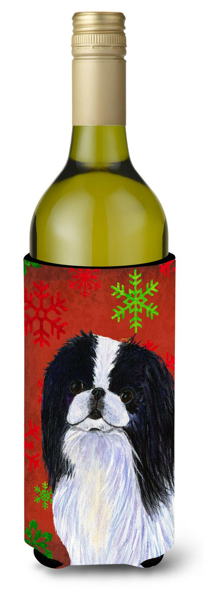 Japanese Chin Snowflakes Holiday Christmas Wine Bottle Beverage Insulator Beverage Insulator Hugger by Caroline&#39;s Treasures