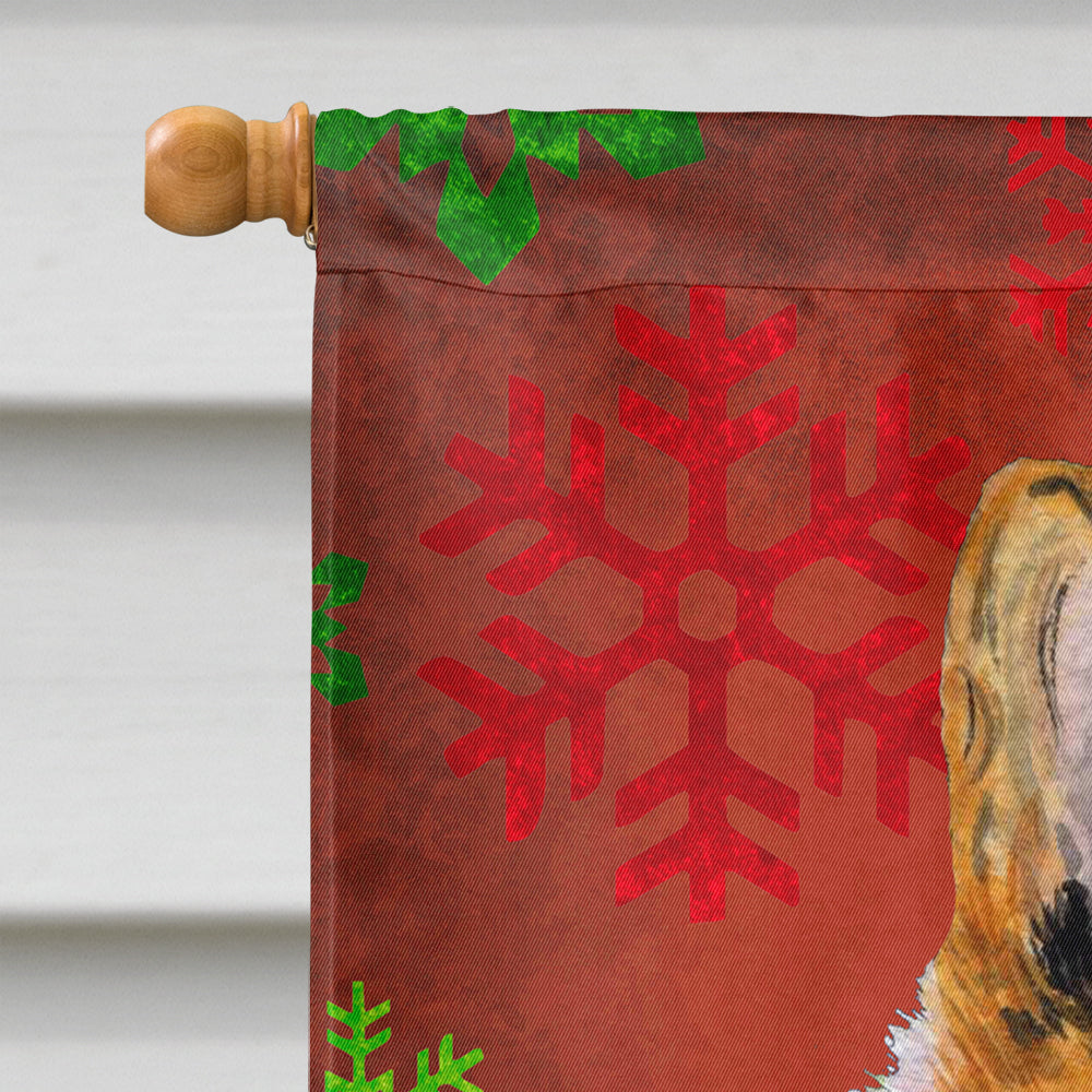 Collie Smooth Red and Green Snowflakes Holiday Christmas Flag Canvas House Size  the-store.com.