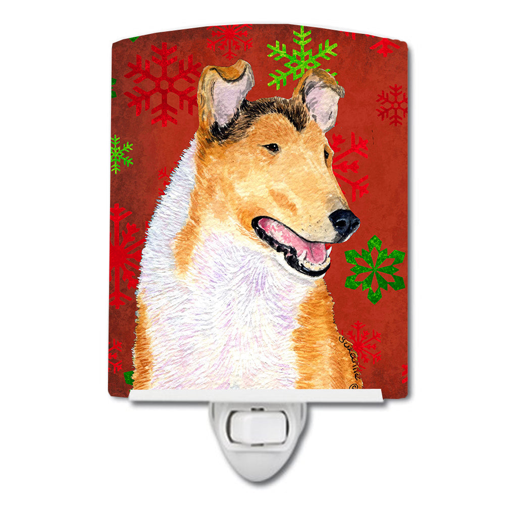 Collie Smooth Red Green Snowflakes Christmas Ceramic Night Light SS4677CNL - the-store.com