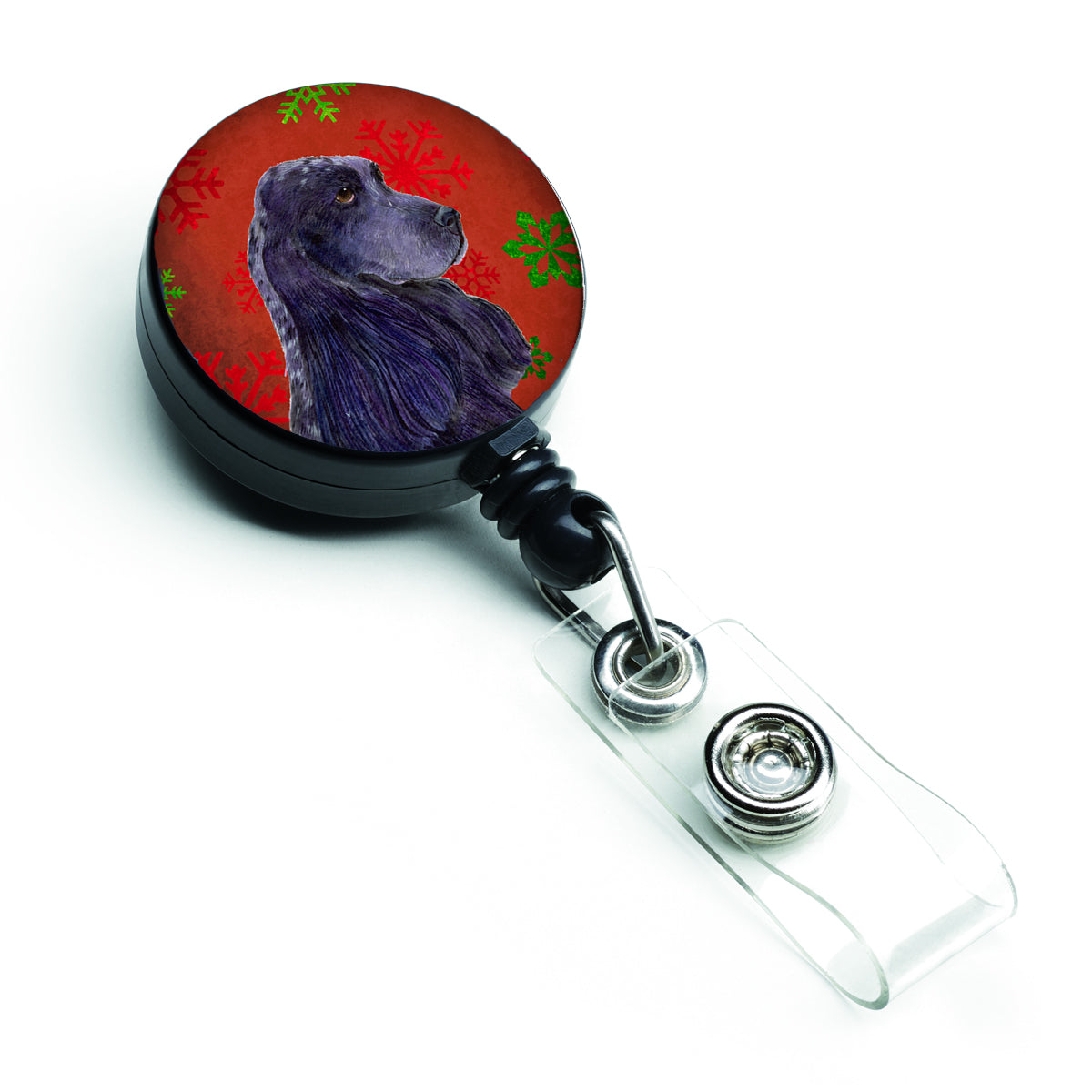 Cocker Spaniel Red Green Snowflakes Christmas Retractable Badge Reel SS4678BR  the-store.com.
