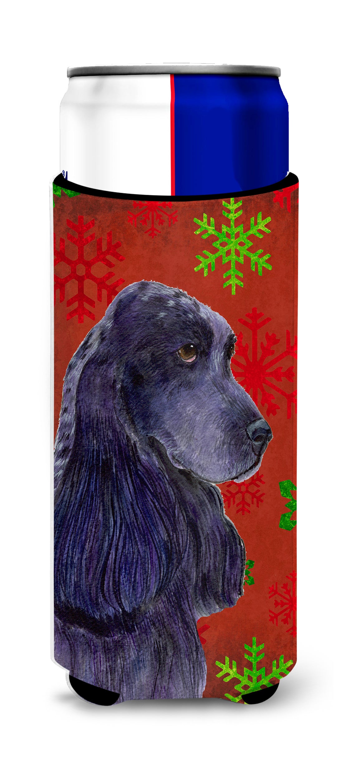 Cocker Spaniel Red Green Snowflakes Christmas Ultra Beverage Isolateurs pour canettes minces SS4678MUK