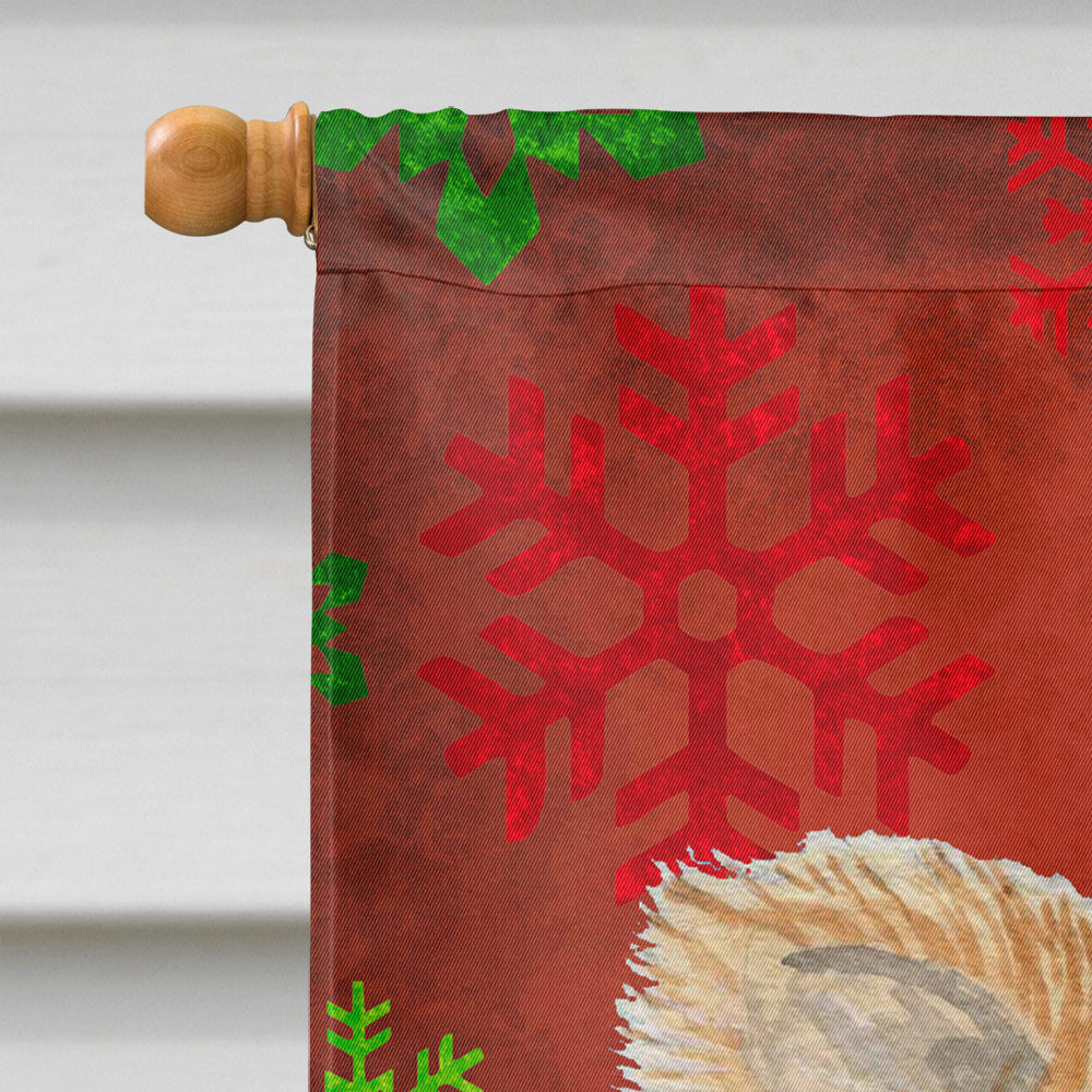 Chihuahua Red and Green Snowflakes Holiday Christmas Flag Canvas House Size