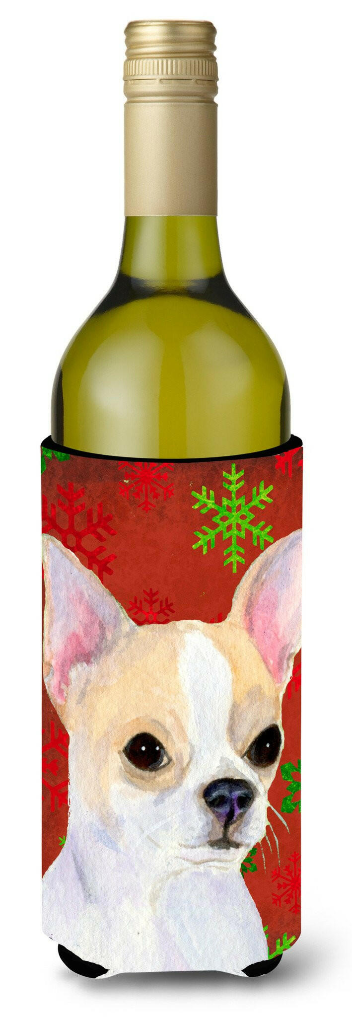 Chihuahua Snowflakes Holiday Christmas Wine Bottle Beverage Insulator Beverage Insulator Hugger by Caroline's Treasures