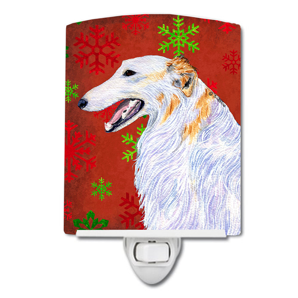 Borzoi Red and Green Snowflakes Holiday Christmas Ceramic Night Light SS4682CNL - the-store.com