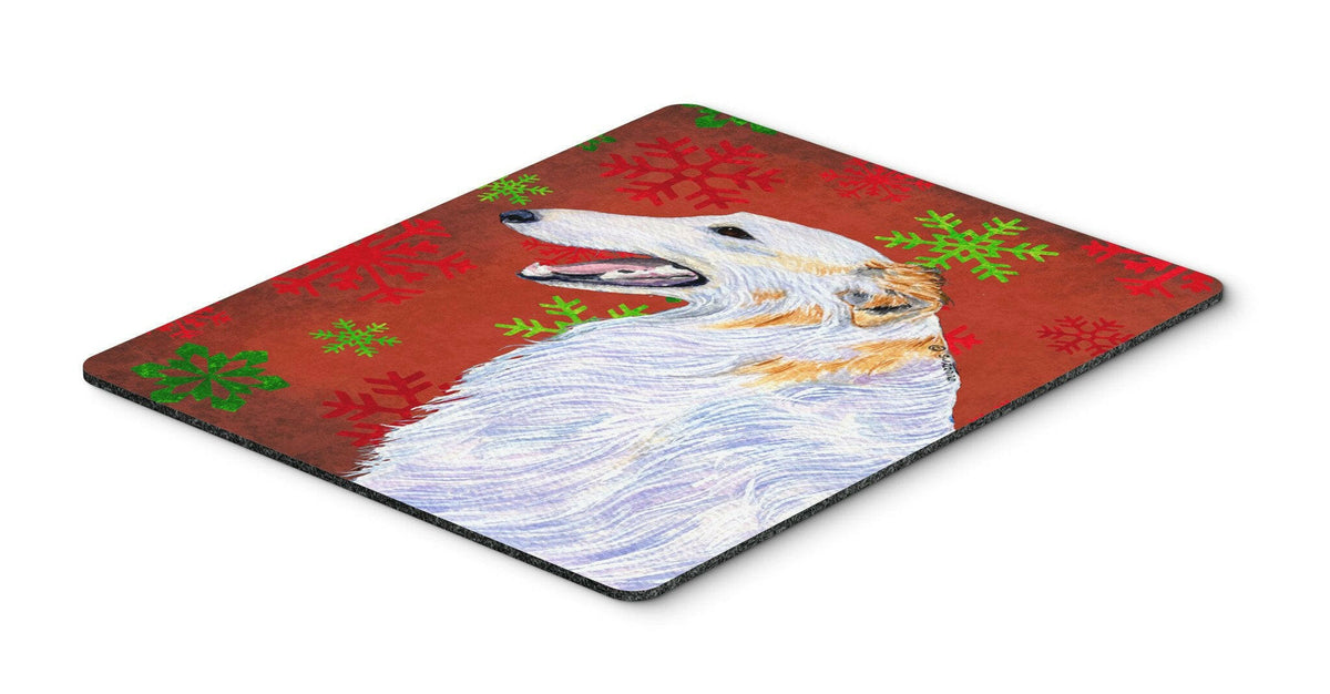 Borzoi Red and Green Snowflakes Holiday Christmas Mouse Pad, Hot Pad or Trivet by Caroline&#39;s Treasures
