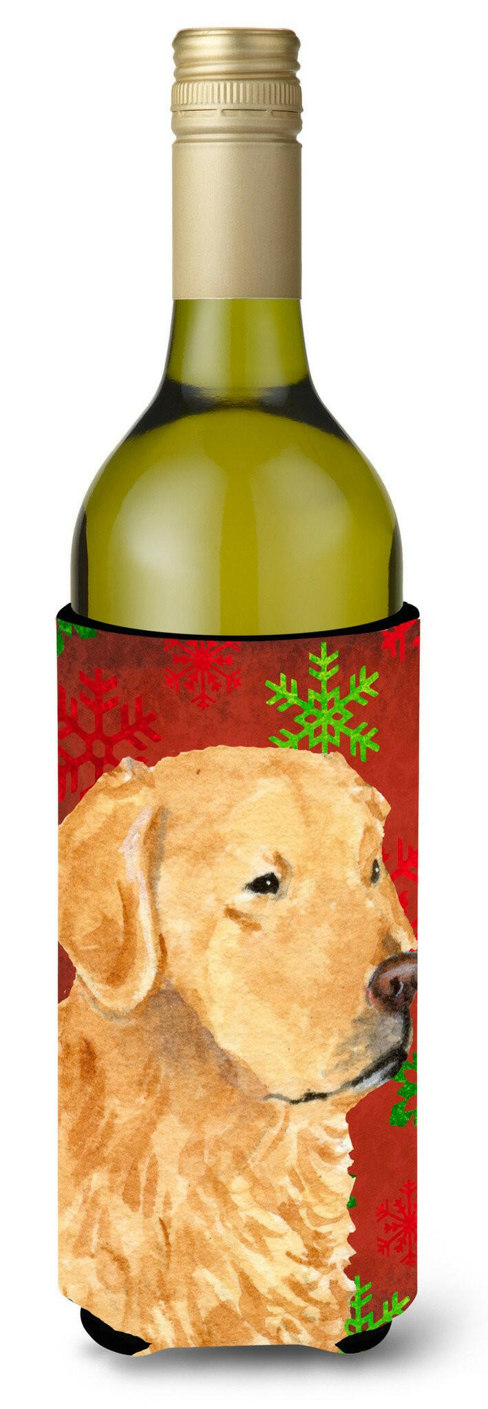 Golden Retriever Snowflake Holiday Christmas Wine Bottle Beverage Insulator Beverage Insulator Hugger by Caroline&#39;s Treasures
