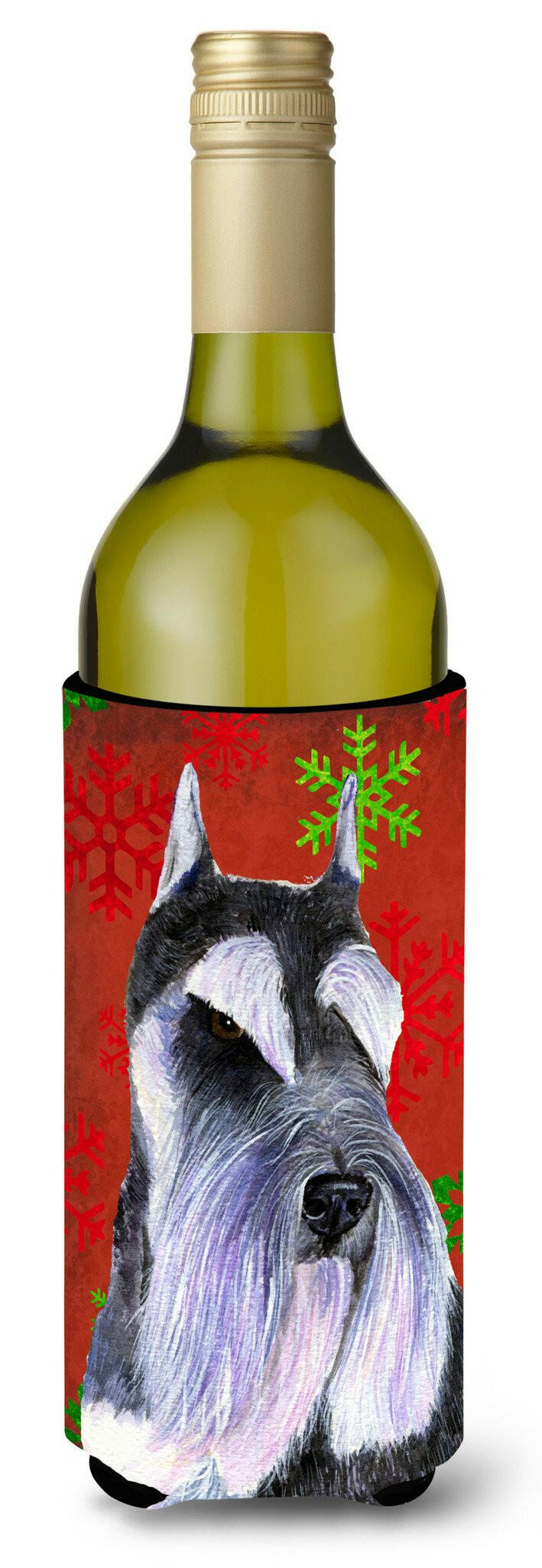Schnauzer Snowflakes Holiday Christmas Wine Bottle Beverage Insulator Beverage Insulator Hugger by Caroline&#39;s Treasures