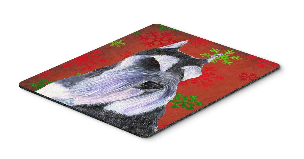 Schnauzer Red and Green Snowflakes Christmas Mouse Pad, Hot Pad or Trivet by Caroline&#39;s Treasures