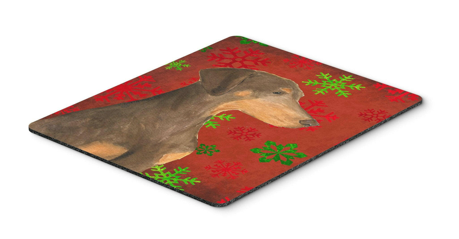 Doberman Red and Green Snowflakes Christmas Mouse Pad, Hot Pad or Trivet by Caroline's Treasures
