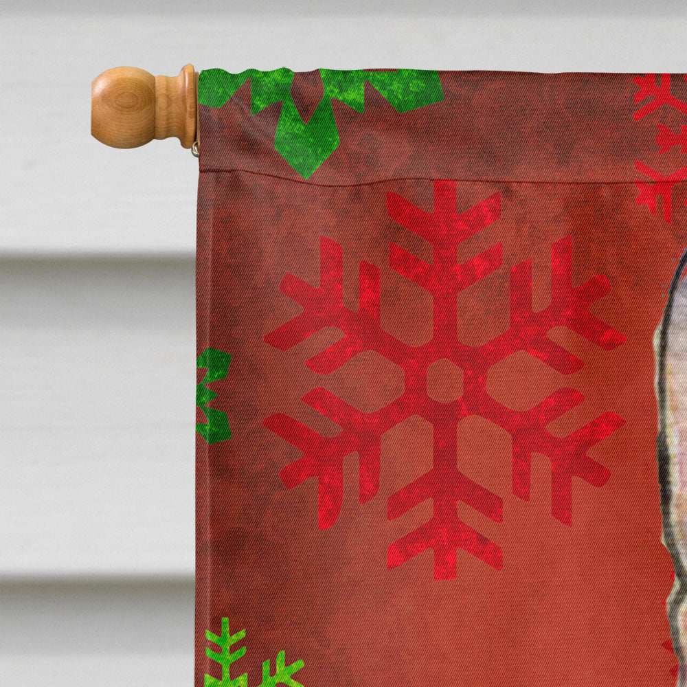Rat Terrier Red and Green Snowflakes Holiday Christmas Flag Canvas House Size