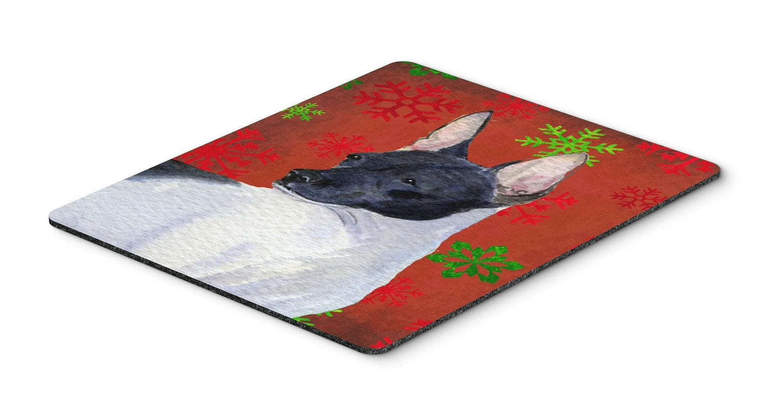 Rat Terrier Red and Green Snowflakes Christmas Mouse Pad, Hot Pad or Trivet by Caroline's Treasures