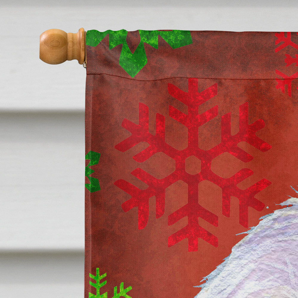 Maltese Red and Green Snowflakes Holiday Christmas Flag Canvas House Size