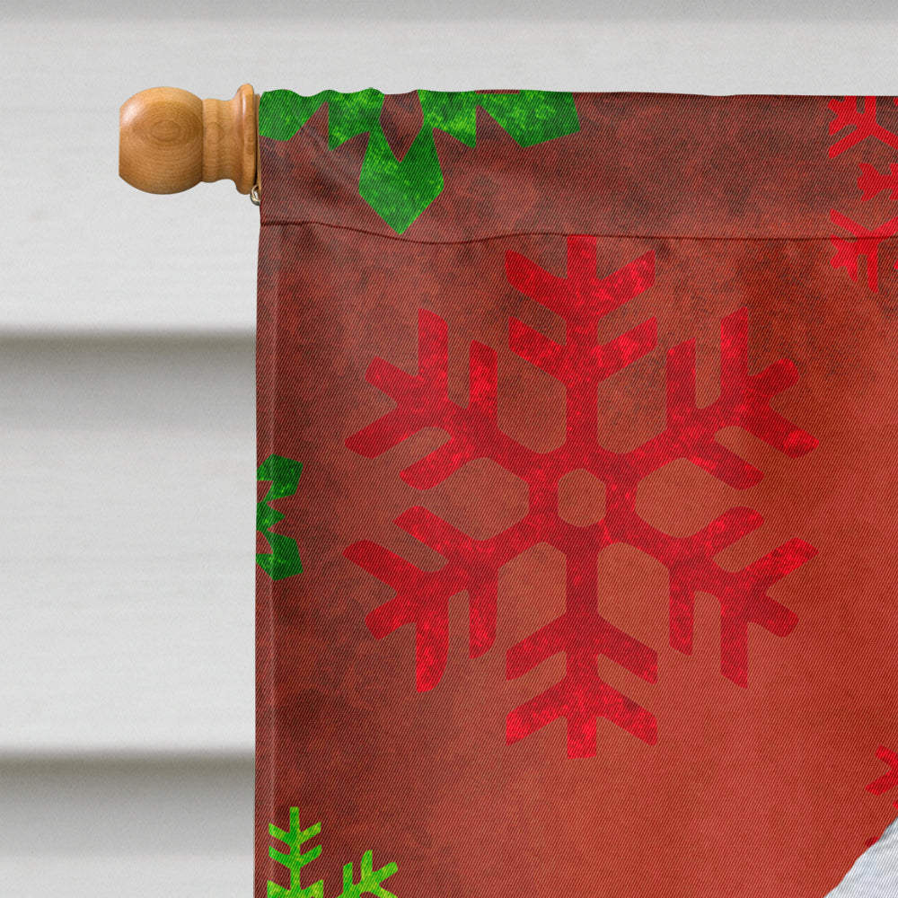 Bedlington Terrier Red Snowflakes Holiday Christmas Flag Canvas House Size  the-store.com.