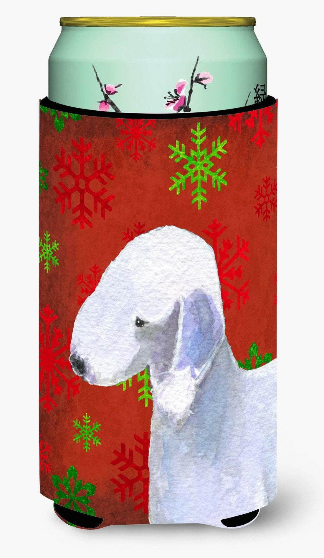 Bedlington Terrier  Snowflakes Holiday Christmas  Tall Boy Beverage Insulator Beverage Insulator Hugger by Caroline's Treasures