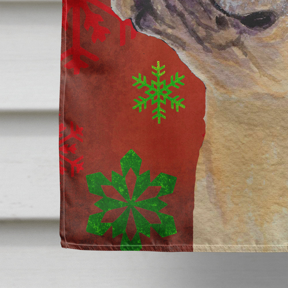French Bulldog Red Green Snowflake Holiday Christmas Flag Canvas House Size  the-store.com.