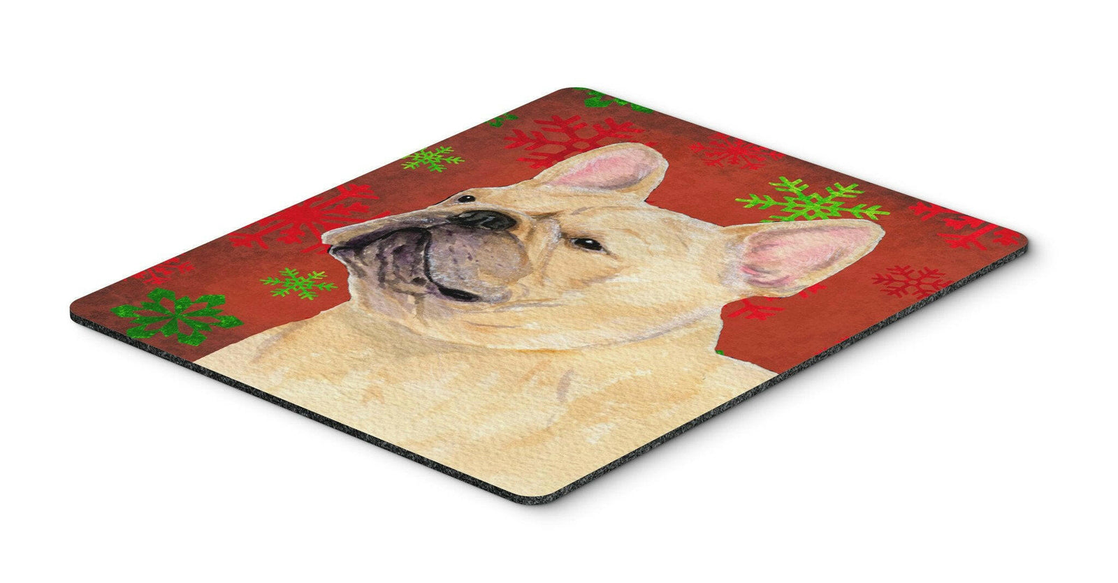 French Bulldog Red and Green Snowflakes Christmas Mouse Pad, Hot Pad or Trivet by Caroline's Treasures