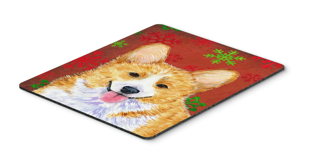 Corgi Red and Green Snowflakes Holiday Christmas Mouse Pad, Hot Pad or Trivet by Caroline&#39;s Treasures