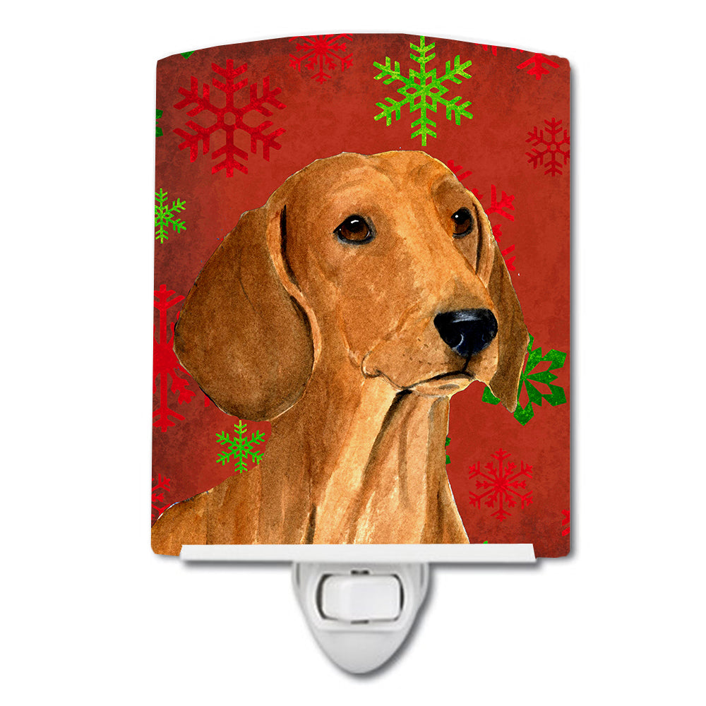 Dachshund Red and Green Snowflakes Holiday Christmas Ceramic Night Light SS4694CNL - the-store.com