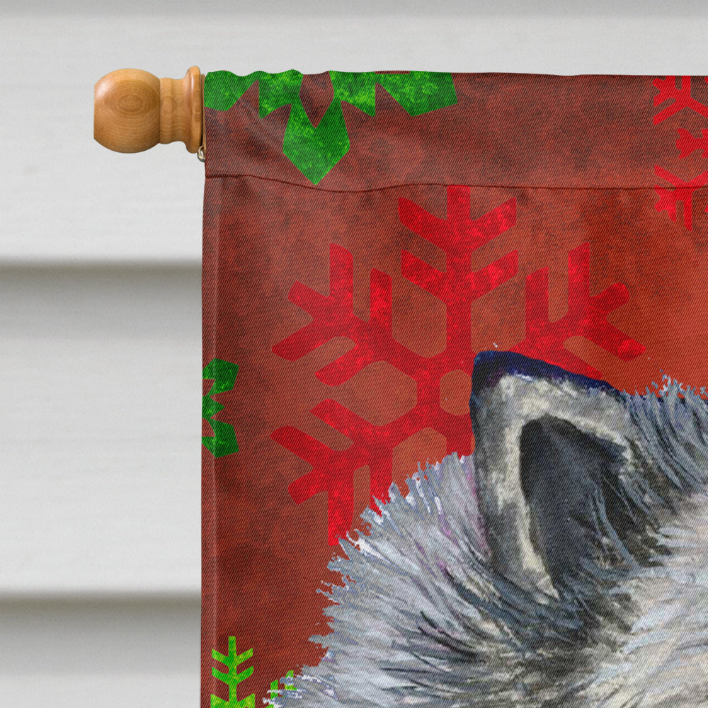 Keeshond Red and Green Snowflakes Holiday Christmas Flag Canvas House Size