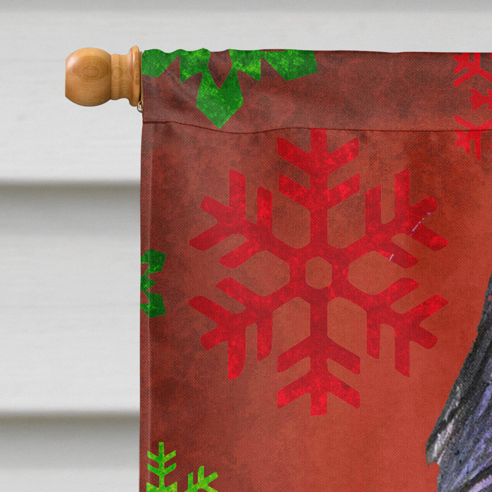 Briard Red and Green Snowflakes Holiday Christmas Flag Canvas House Size  the-store.com.