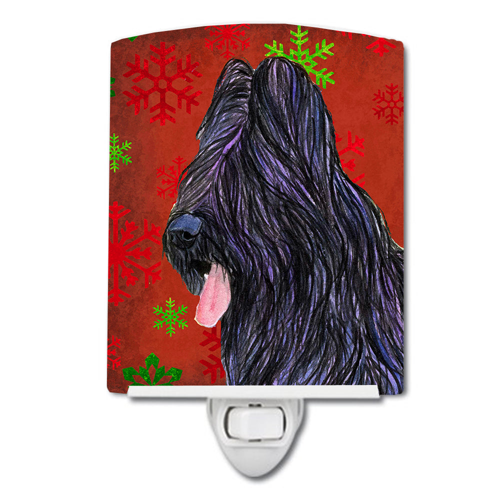 Briard Red and Green Snowflakes Holiday Christmas Ceramic Night Light SS4696CNL - the-store.com