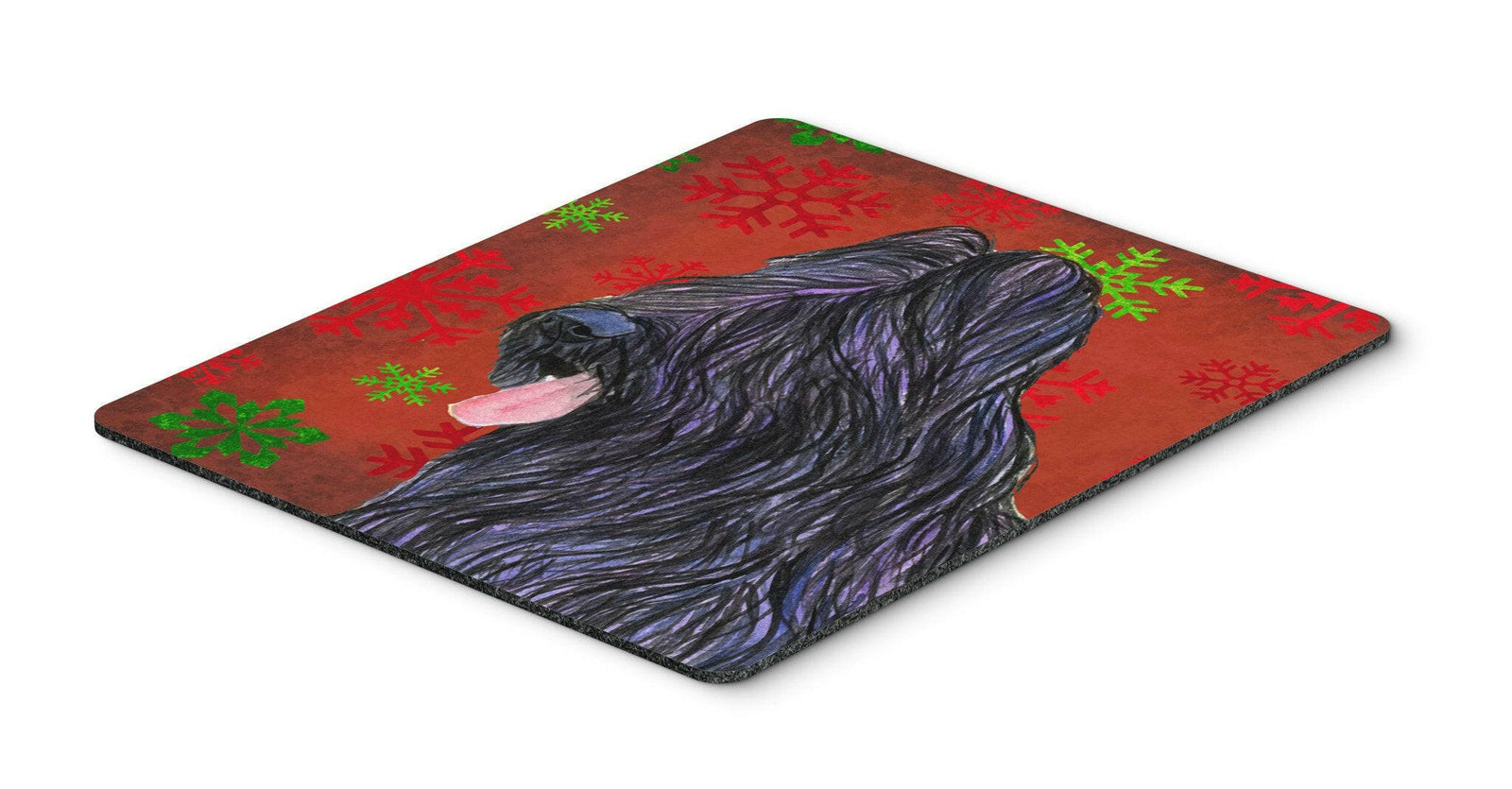Briard Red and Green Snowflakes Holiday Christmas Mouse Pad, Hot Pad or Trivet by Caroline's Treasures