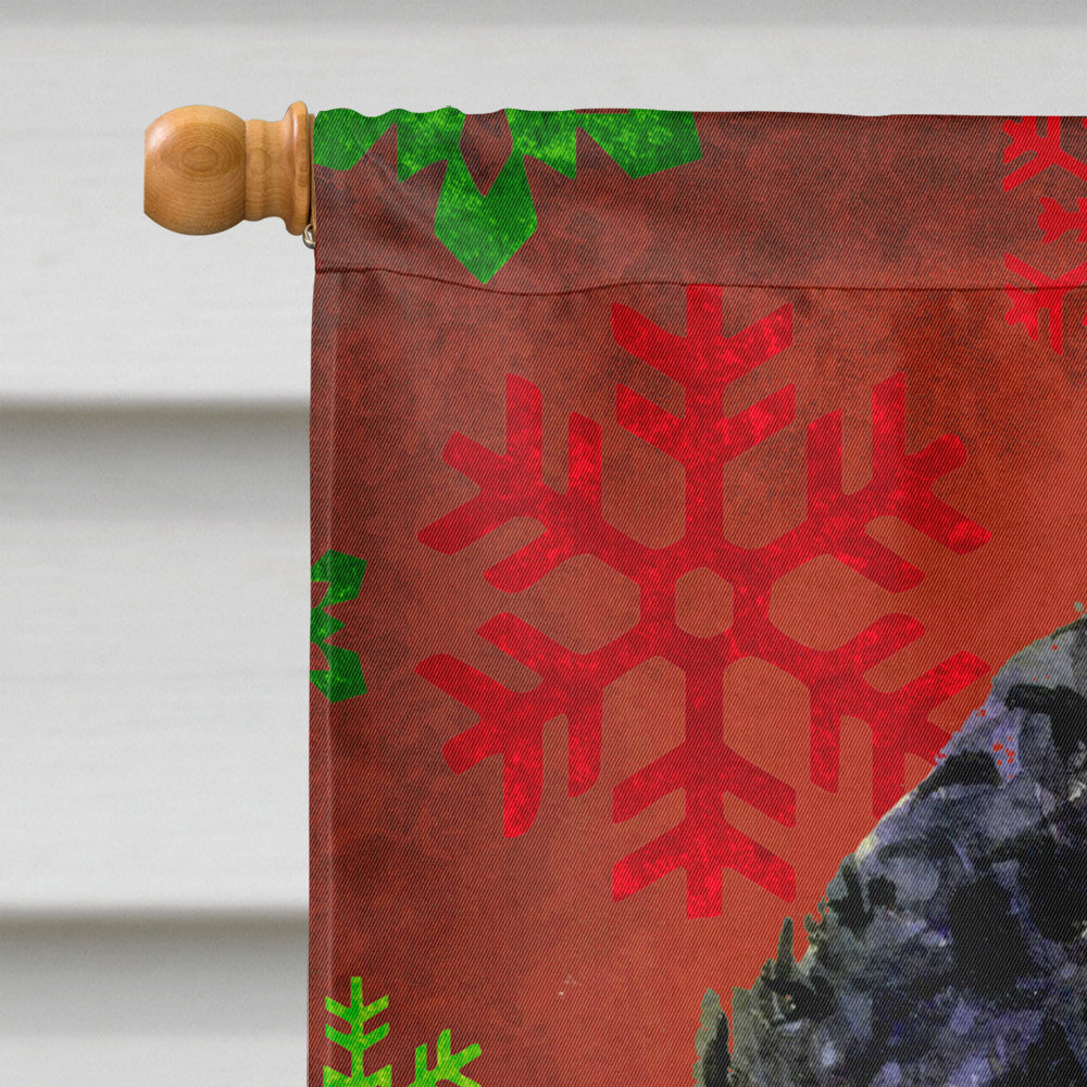 Portuguese Water Dog Red Snowflakes Holiday Christmas Flag Canvas House Size  the-store.com.