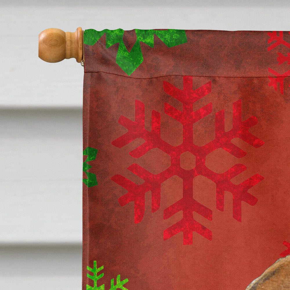 Bulldog English Red Snowflakes Holiday Christmas Flag Canvas House Size  the-store.com.