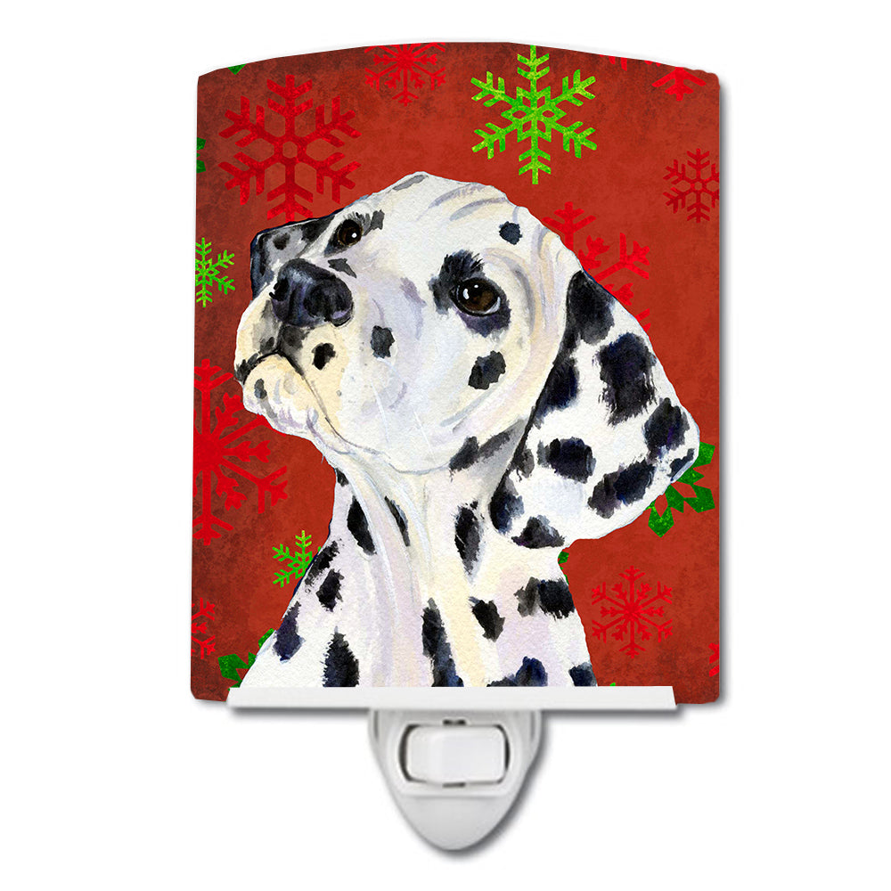 Dalmatian Red and Green Snowflakes Holiday Christmas Ceramic Night Light SS4699CNL - the-store.com