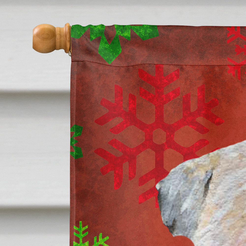 Wheaten Terrier Soft Coated Red Snowflakes Holiday Christmas Flag  House Size  the-store.com.