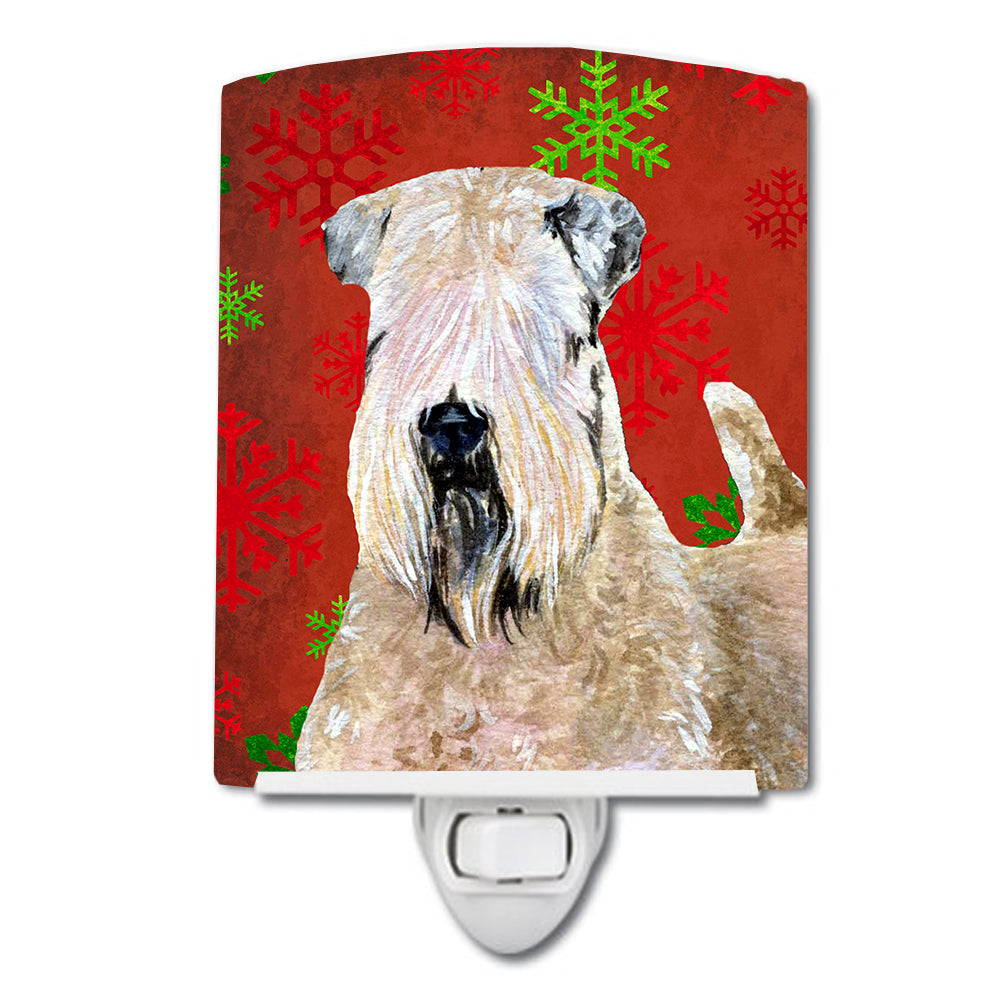 Wheaten Terrier Soft Coated Red Snowflakes Holiday Christmas Ceramic Night Light SS4700CNL - the-store.com