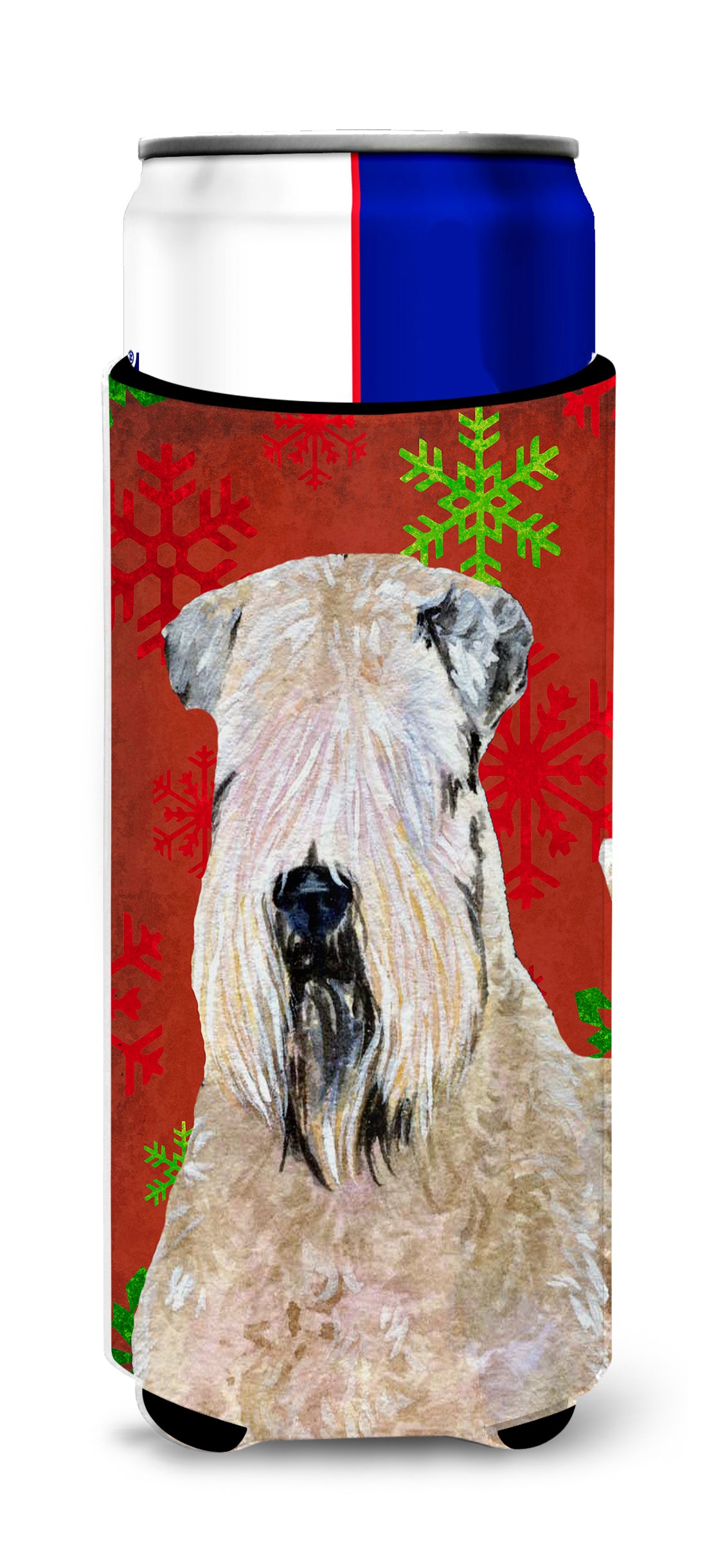 Wheaten Terrier Soft Coated Red Snowflakes Holiday Christmas Ultra Beverage Insulators for slim cans SS4700MUK