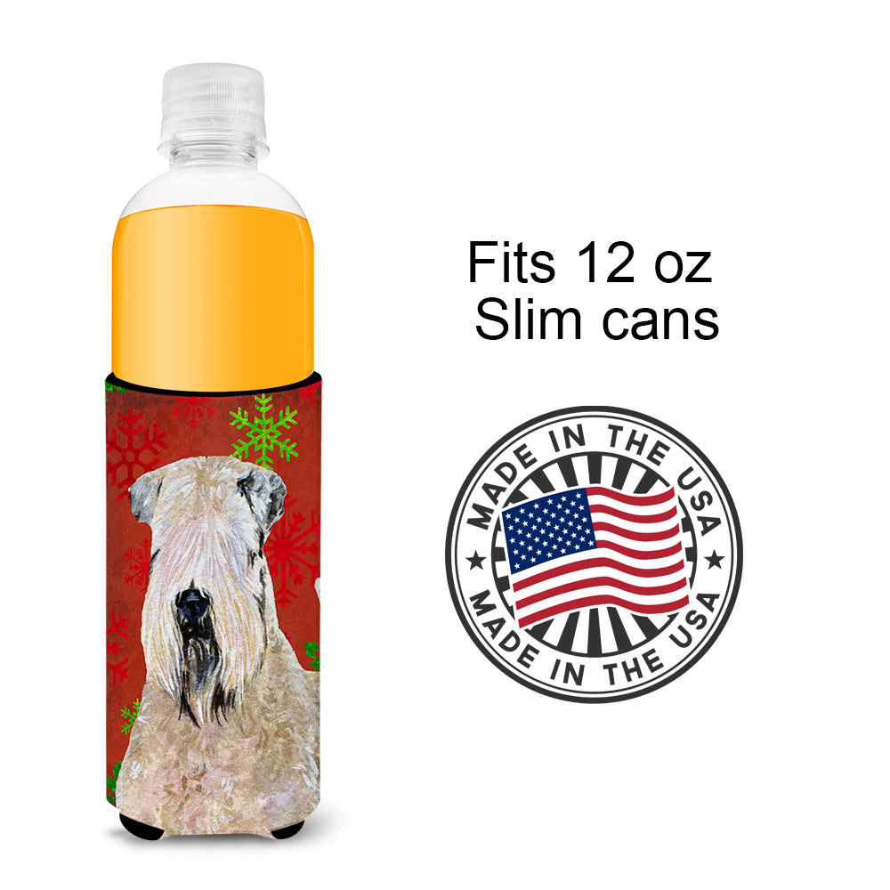 Wheaten Terrier Soft Coated Red Snowflakes Holiday Christmas Ultra Beverage Insulators for slim cans SS4700MUK.