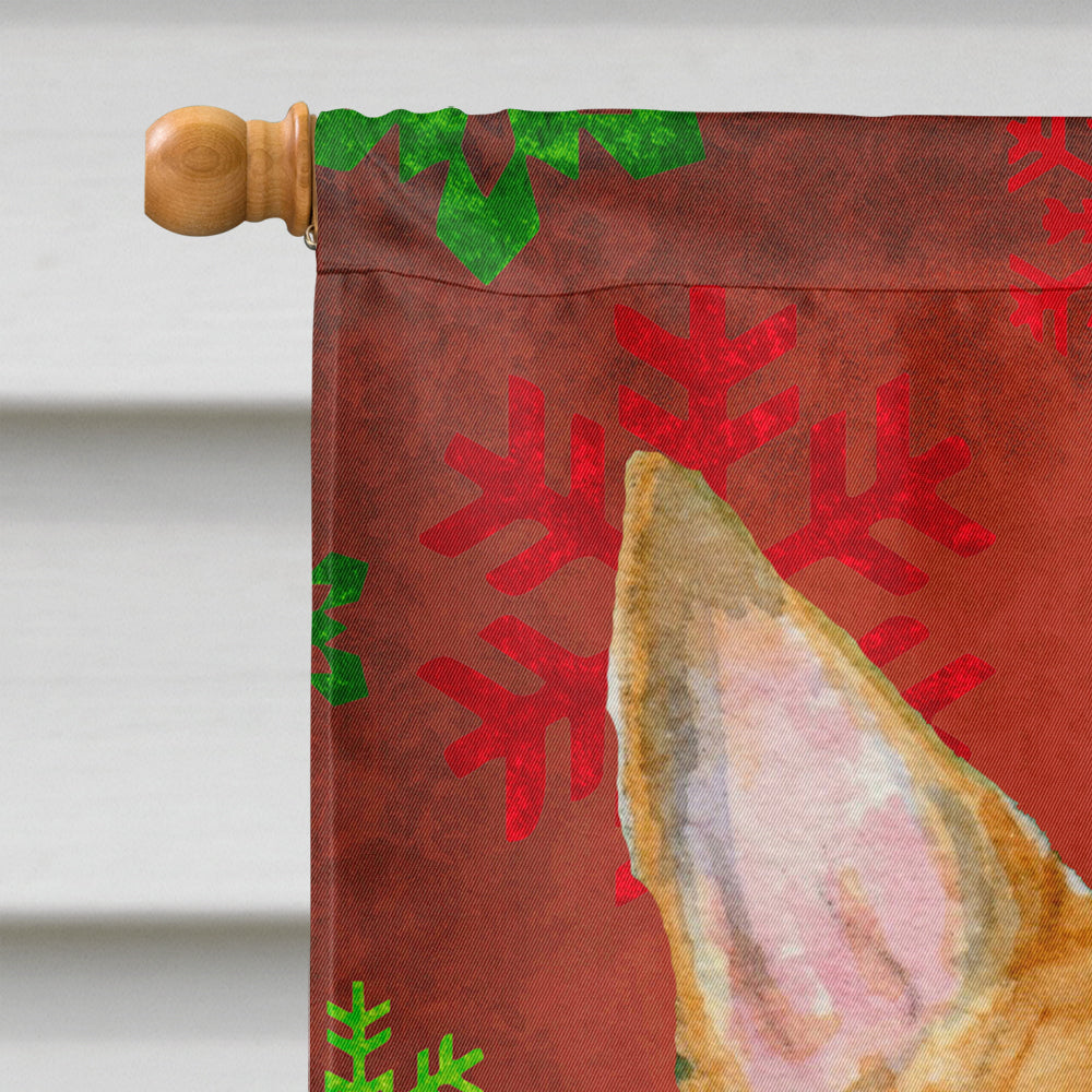 Bull Terrier Red and Green Snowflakes Holiday Christmas Flag Canvas House Size