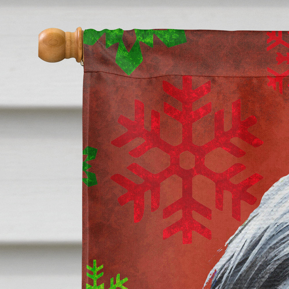 Bearded Collie Red Green Snowflakes Holiday Christmas Flag Canvas House Size  the-store.com.