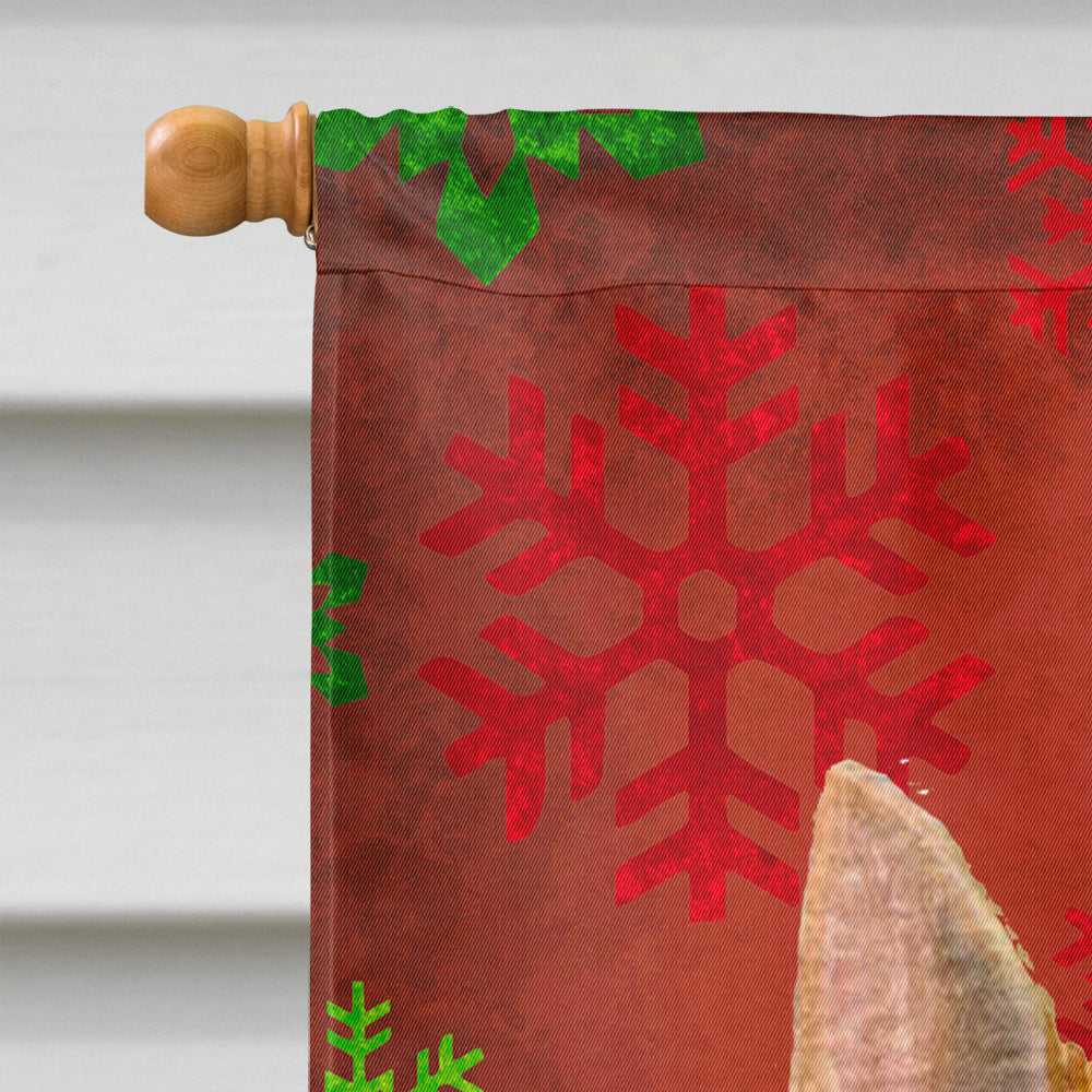 Norwich Terrier Red Green Snowflakes Holiday Christmas Flag Canvas House Size