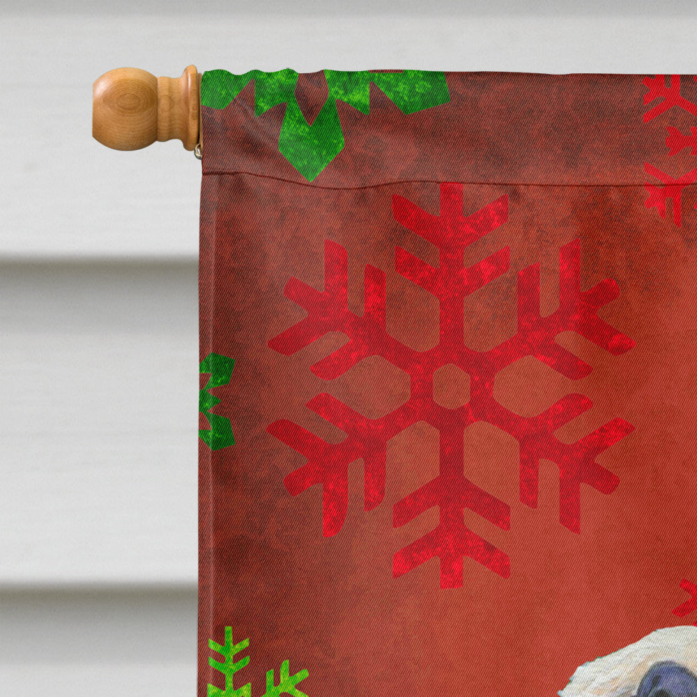 Dandie Dinmont Terrier Red Snowflakes Holiday Christmas Flag Canvas House Size  the-store.com.