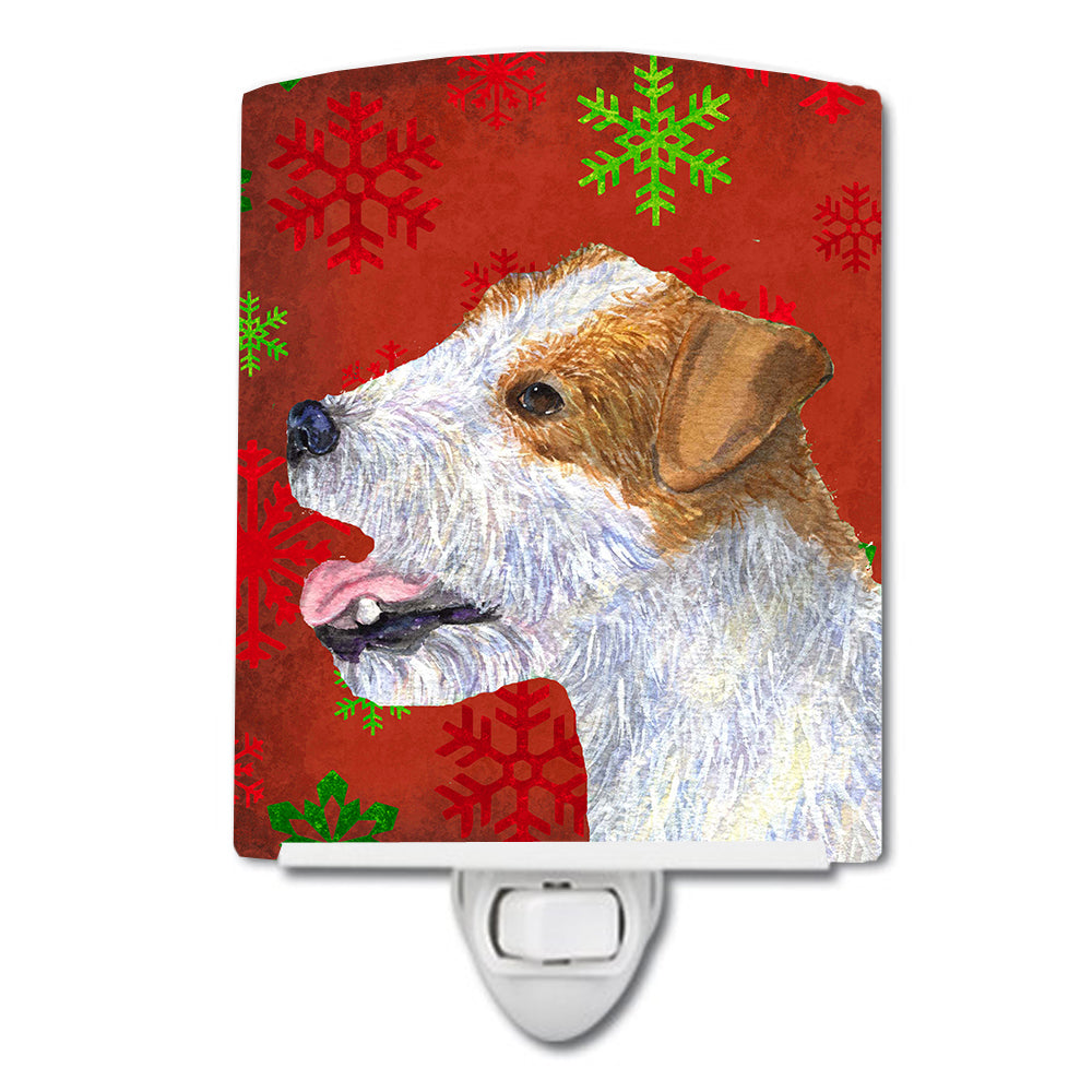 Jack Russell Terrier Red Green Snowflakes Holiday Christmas Ceramic Night Light SS4711CNL - the-store.com