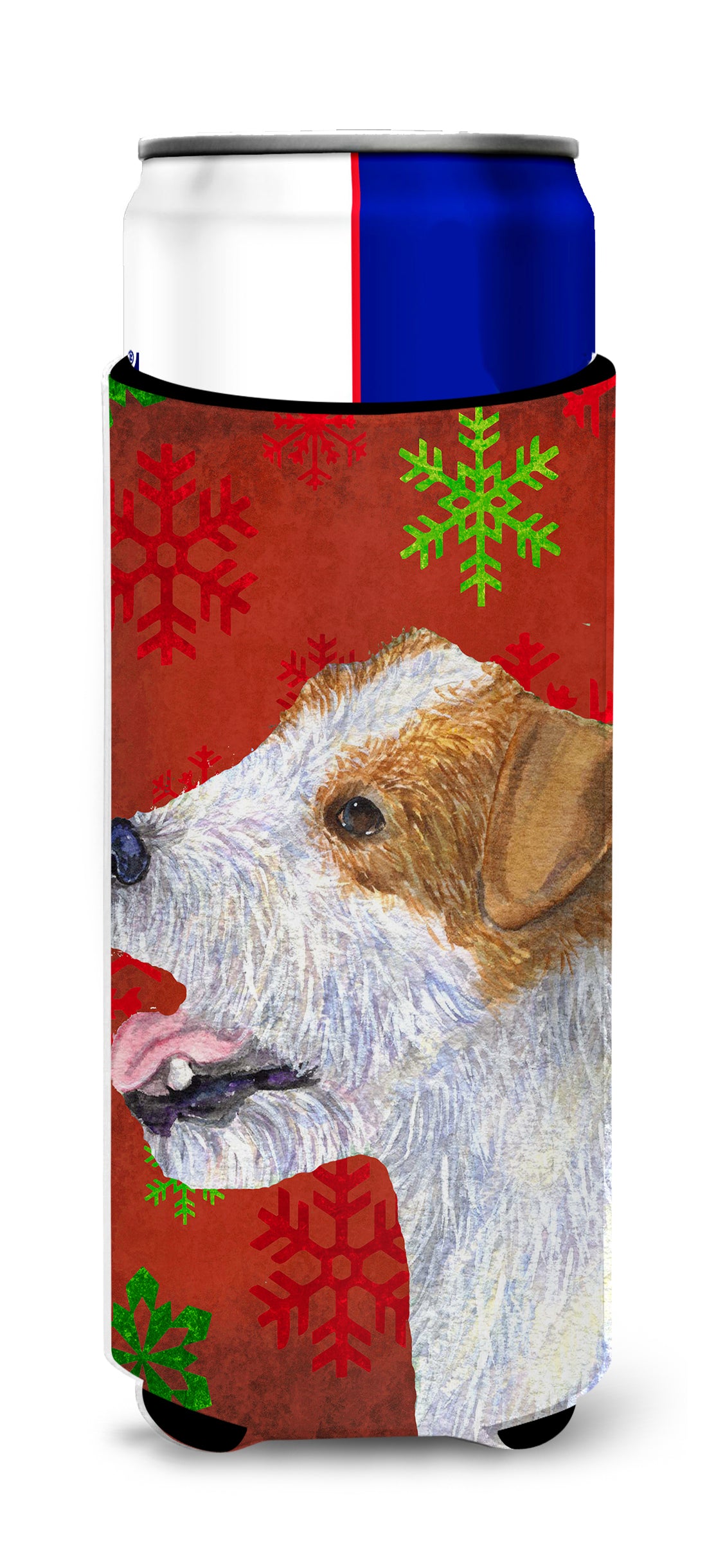 Jack Russell Terrier Red Green Snowflakes Holiday Christmas Ultra Beverage Insulators for slim cans SS4711MUK