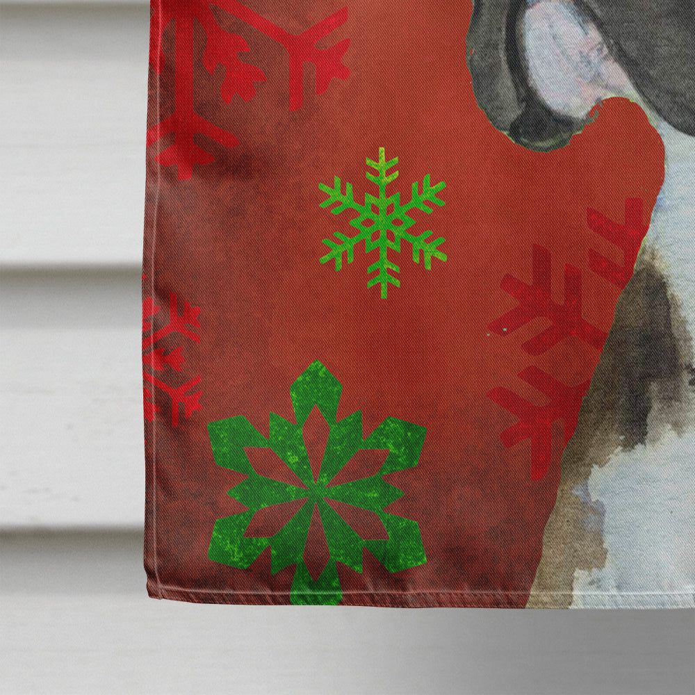 Boxer Red and Green Snowflakes Holiday Christmas Flag Canvas House Size
