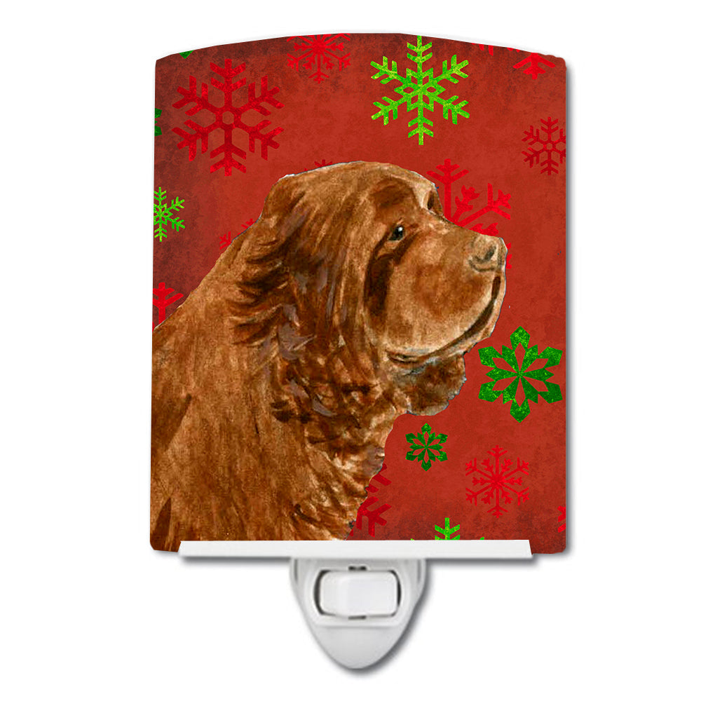 Sussex Spaniel Red Green Snowflake Holiday Christmas Ceramic Night Light SS4717CNL - the-store.com