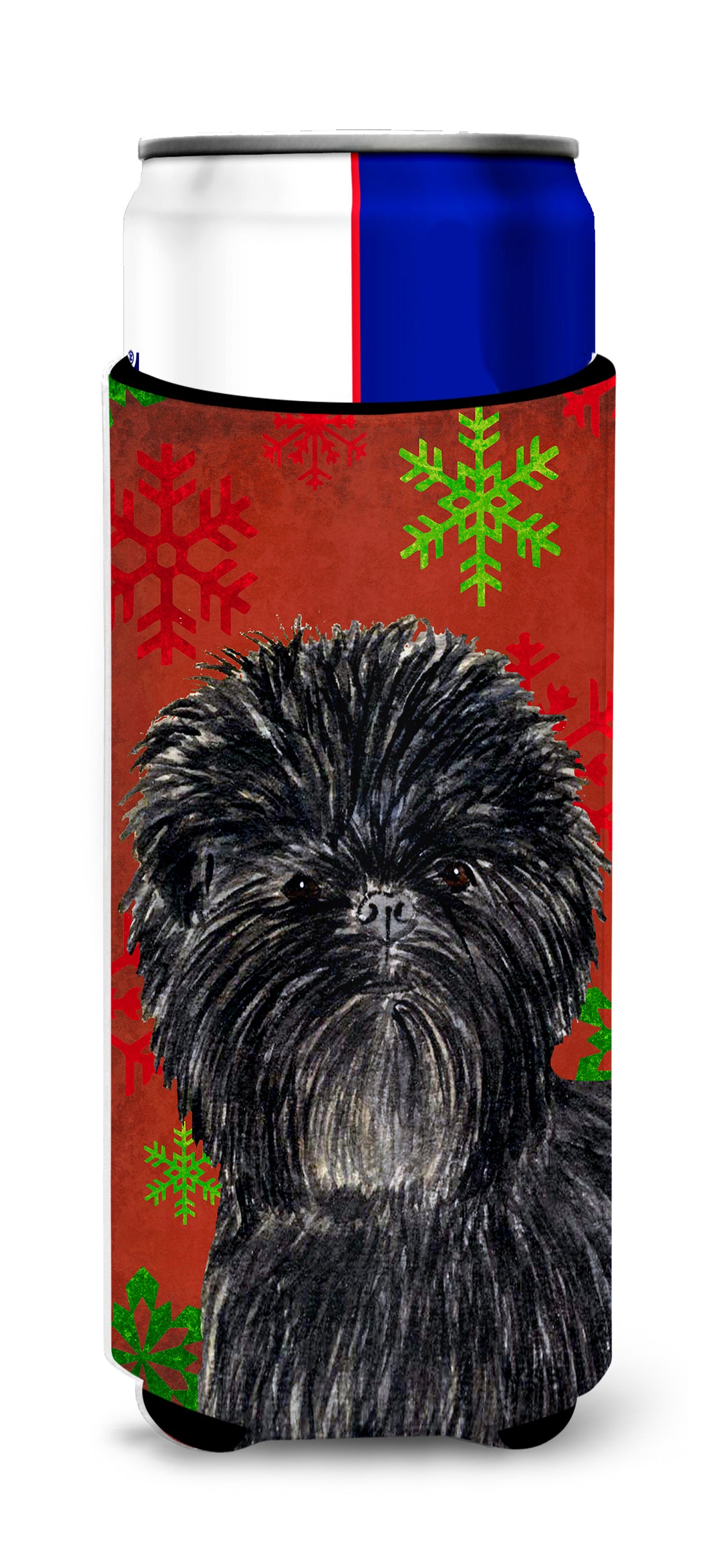 Affenpinscher Red Green Snowflakes Christmas Ultra Beverage Insulators for slim cans SS4718MUK
