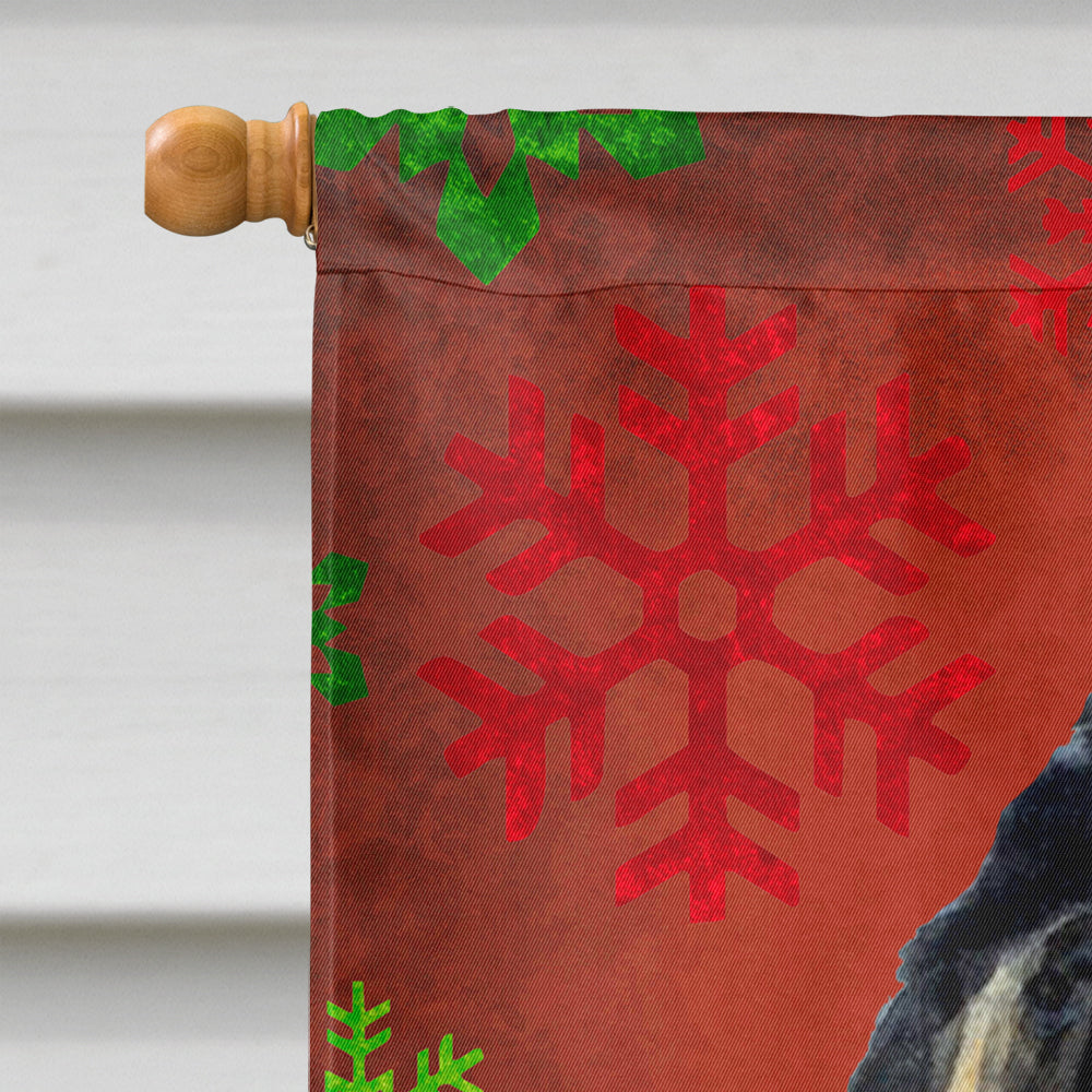 Tibetan Mastiff Red Green Snowflakes Holiday Christmas Flag Canvas House Size  the-store.com.