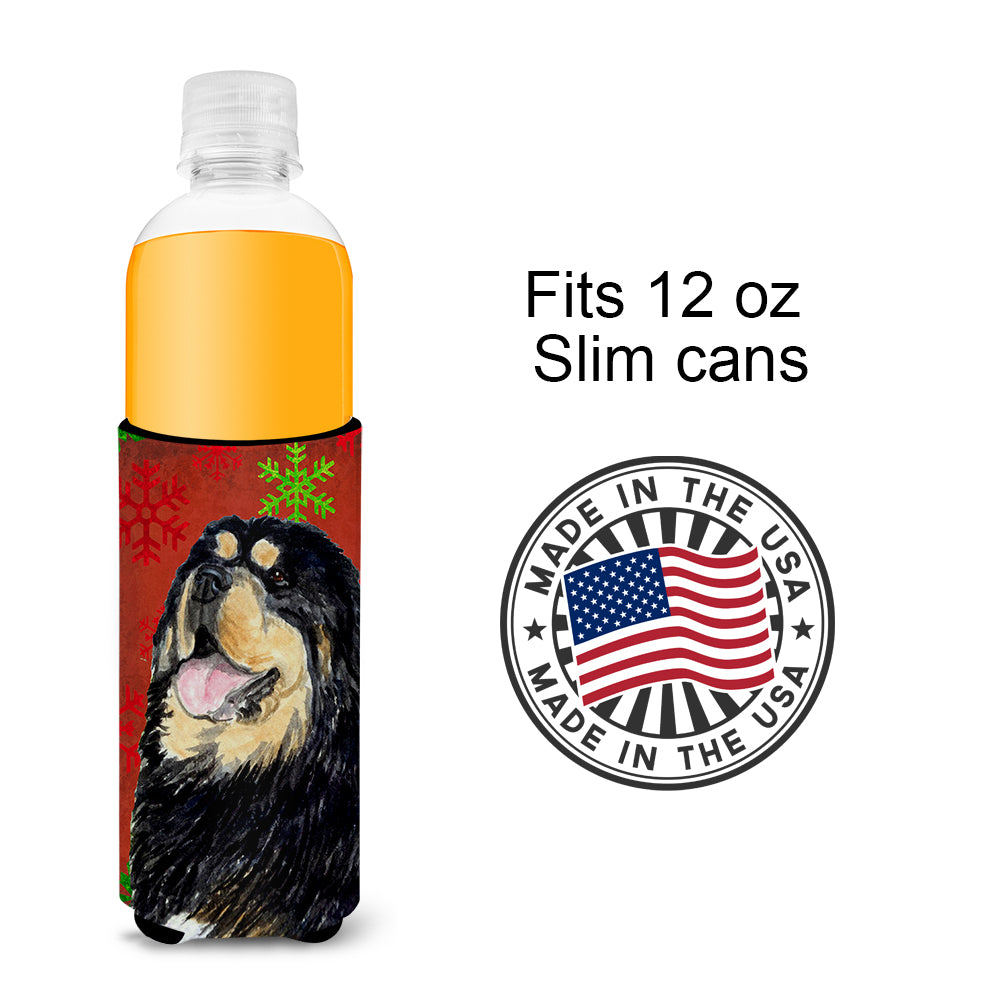 Tibetan Mastiff Red Green Snowflake Christmas Ultra Beverage Insulators for slim cans SS4719MUK.