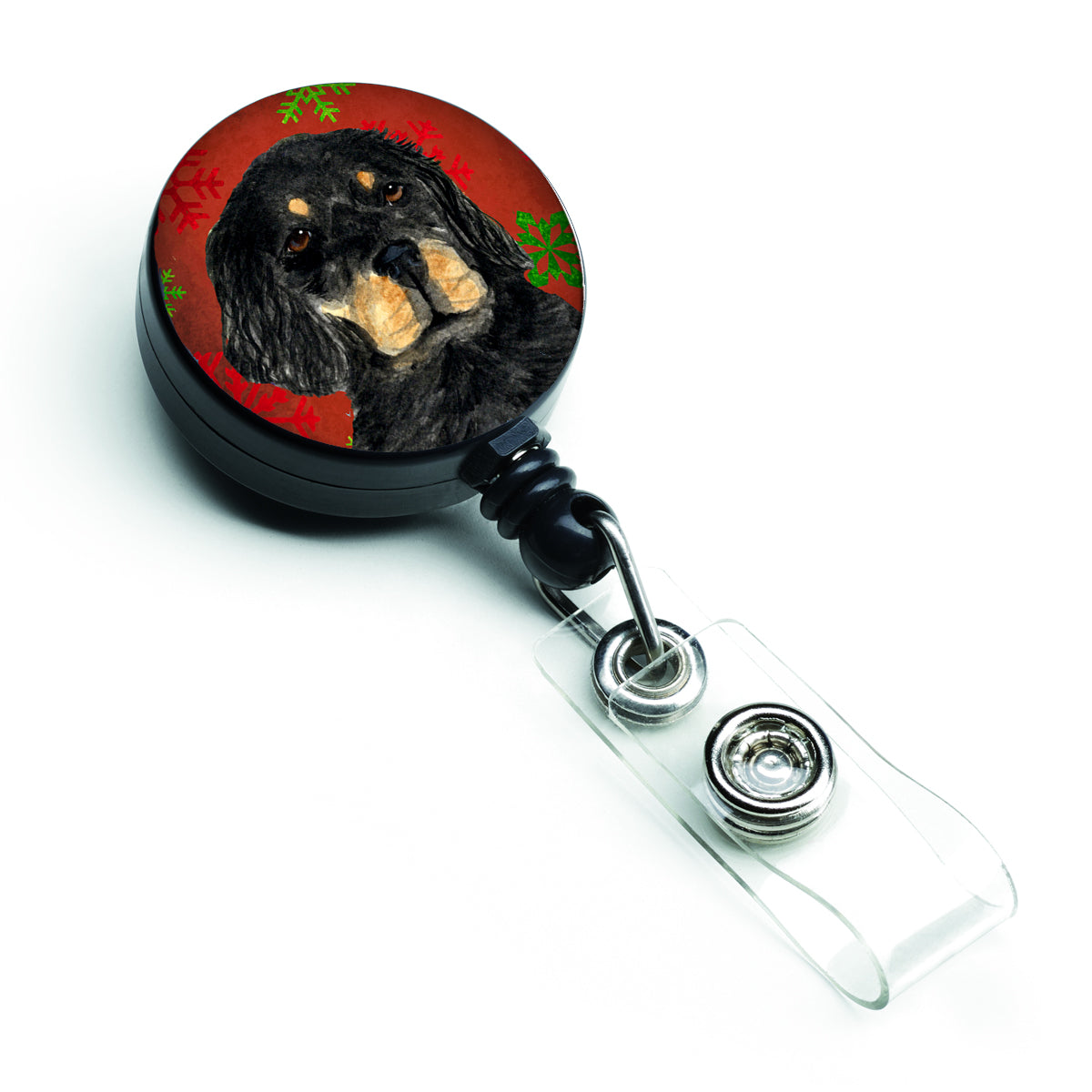 Gordon Setter Red Green Snowflakes Christmas Retractable Badge Reel SS4722BR