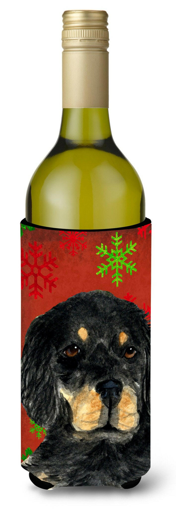 Gordon Setter Red Green Snowflakes Christmas Wine Bottle Beverage Insulator Beverage Insulator Hugger by Caroline&#39;s Treasures