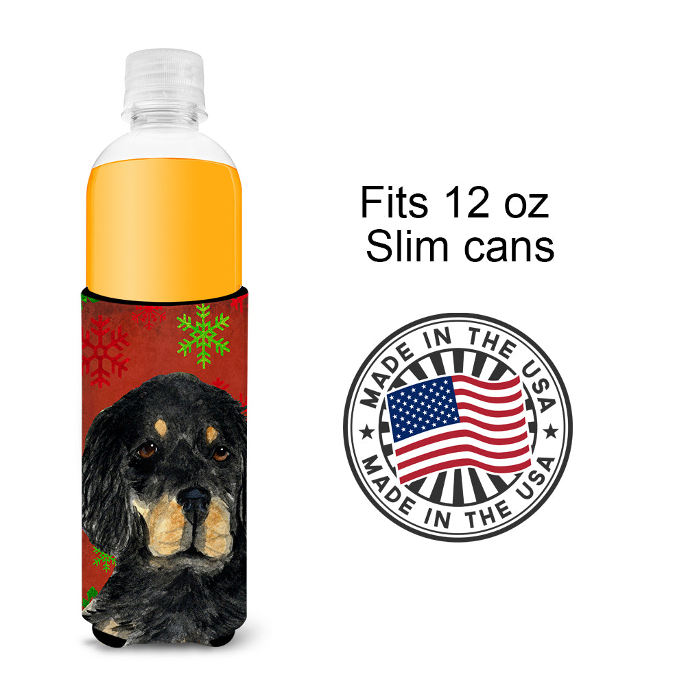 Gordon Setter Red Green Snowflakes Christmas Ultra Beverage Insulators for slim cans SS4722MUK.