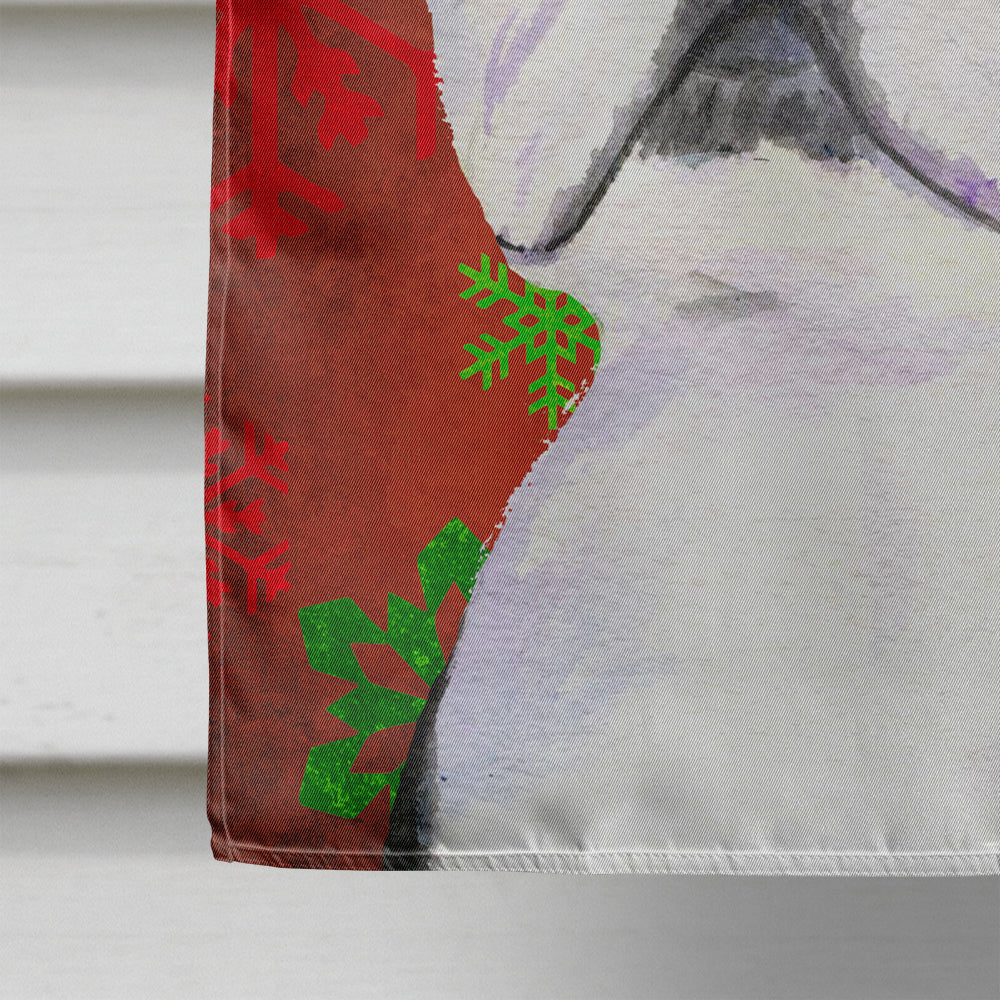 Boston Terrier Red  Green Snowflakes Holiday Christmas Flag Canvas House Size