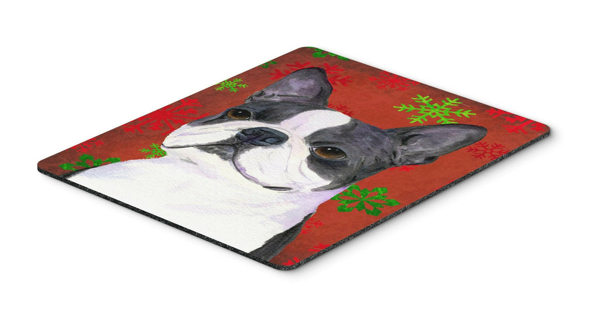 Boston Terrier Snowflakes Holiday Christmas Mouse Pad, Hot Pad or Trivet by Caroline&#39;s Treasures
