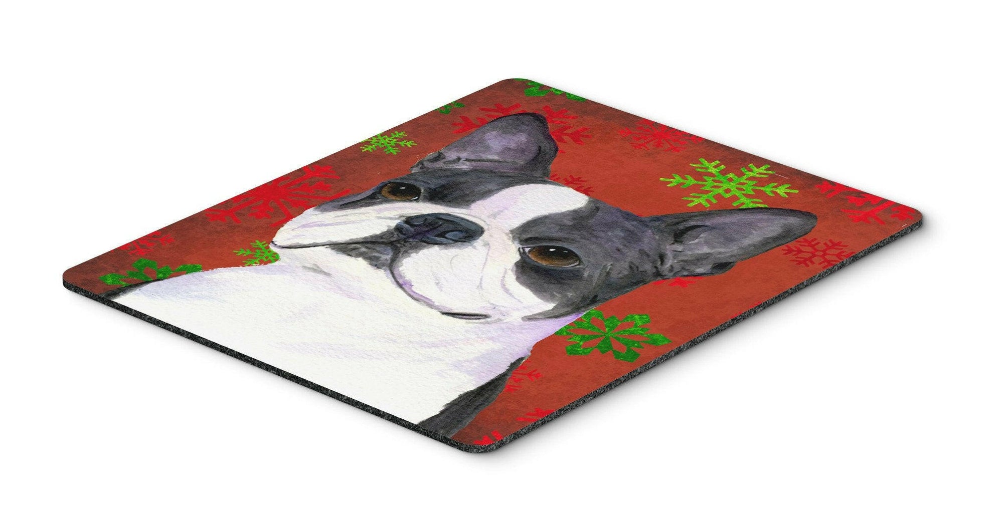 Boston Terrier Snowflakes Holiday Christmas Mouse Pad, Hot Pad or Trivet by Caroline's Treasures